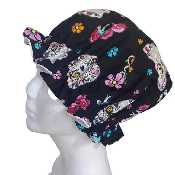 Day‎ of the Dead Bonnet Elasticized Head Bonnet with side bow - Picture 12 of 12